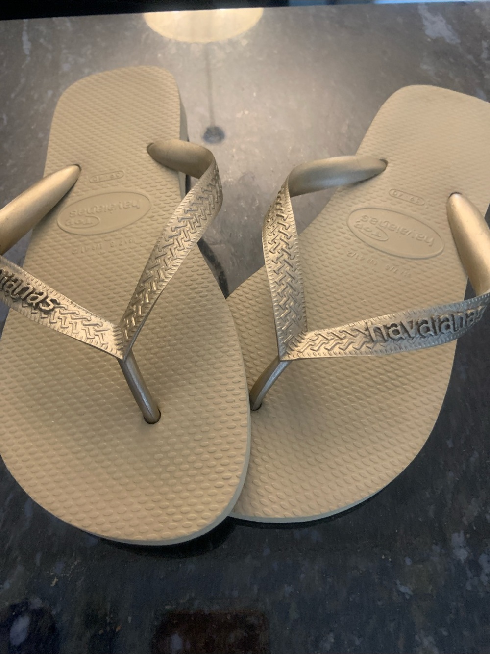 Havaianas Metallic Champagne Flip Flops